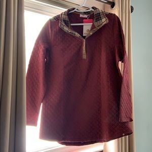Maroon and Plaid Quilted Tunic Shirt